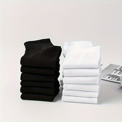 12 Pairs Solid Crew Socks Comfy & Breathable All Match Sports Socks Women