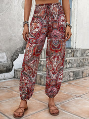Paisley Print Joggers Boho Pants for Spring & Summer