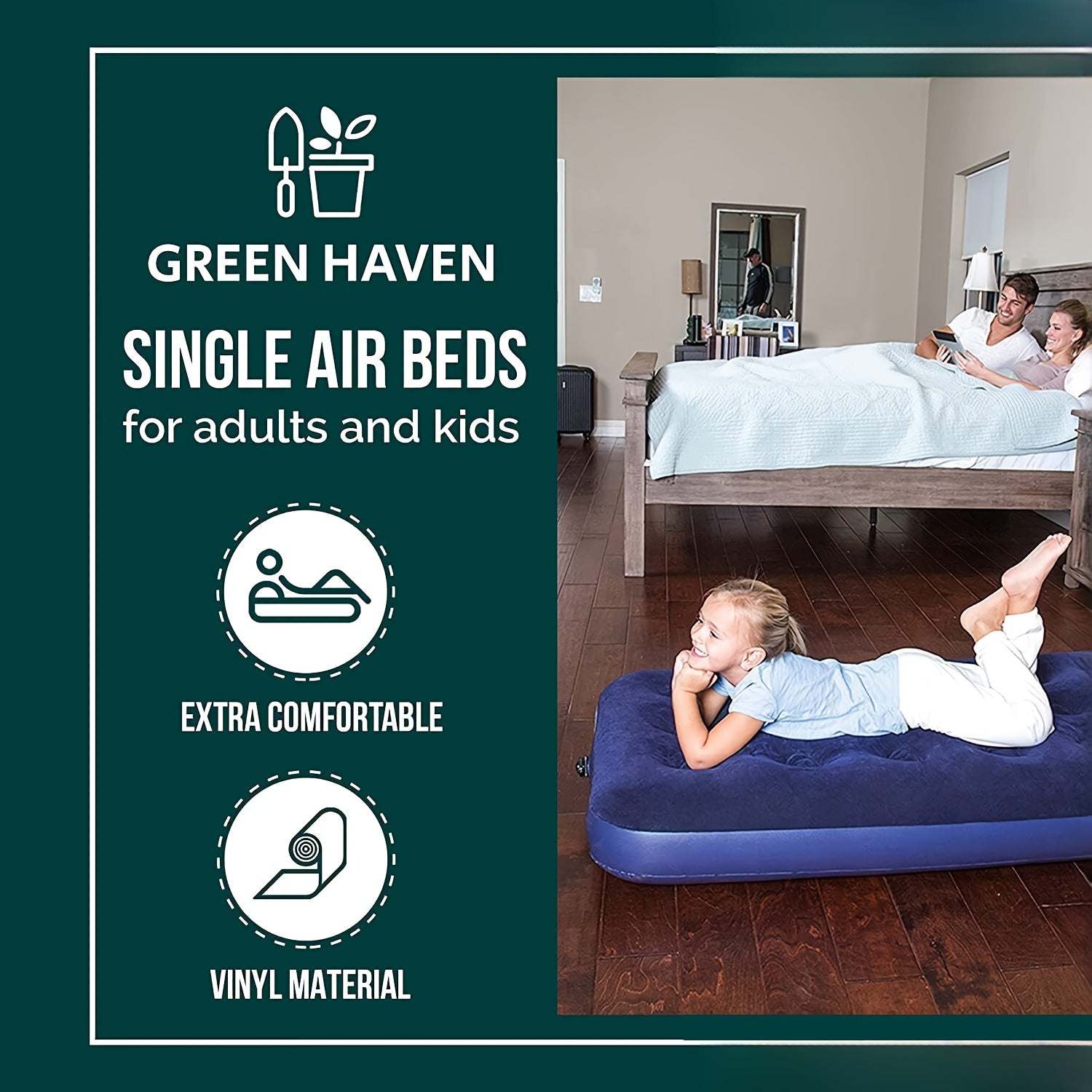 Inflatable Air Mattress PVC Waterproof Air Bed for Camping Road Trips