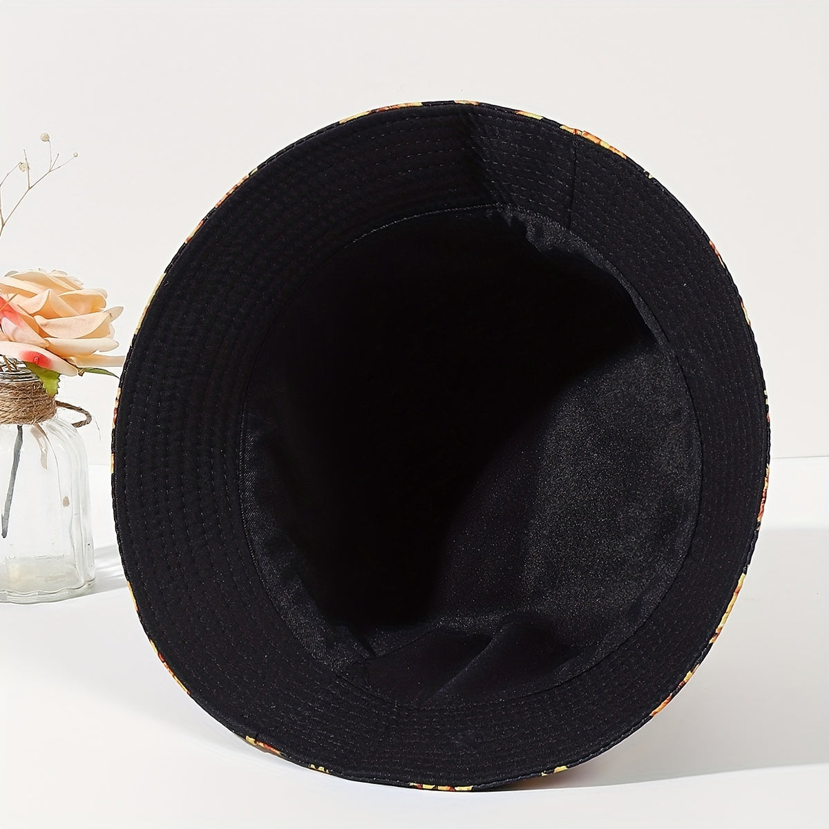 Sunflower Print Bucket Hat Reversible Fisherman Cap