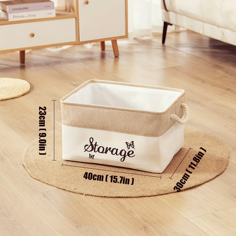 Handwoven Storage Basket Linen With Handle Clothing Storage