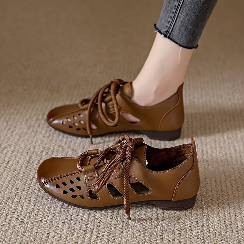 Women's Lace Up Low Block Heel Shoes