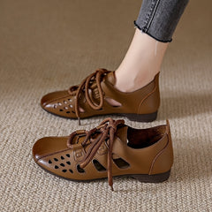 Women's Lace Up Low Block Heel Shoes