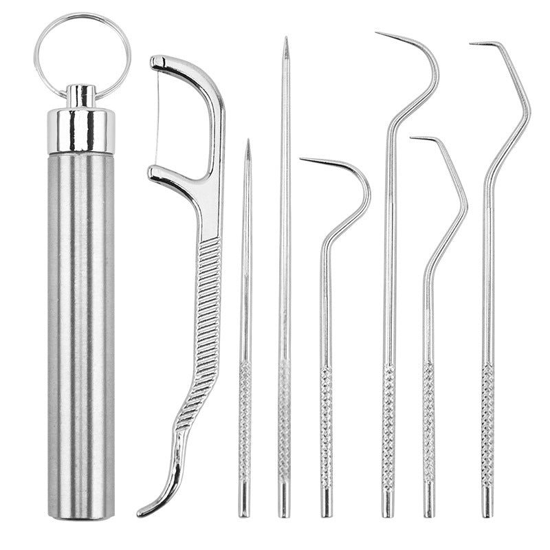 Portable Dental Care Kit 304 Stainless Steel Toothpick Floss