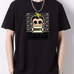 Naughty Monkey Print Men's Cotton Graphic Crew Neck T-shirt