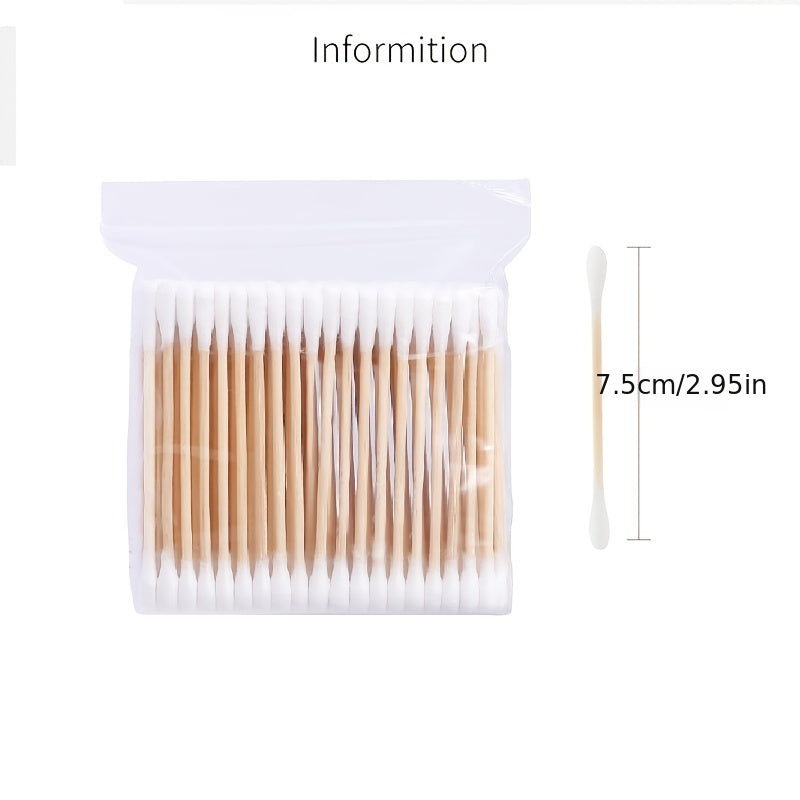 100pcs Wooden Stick Double Head Swab Sanitary Beauty Stick