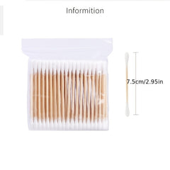 100pcs Wooden Stick Double Head Swab Sanitary Beauty Stick