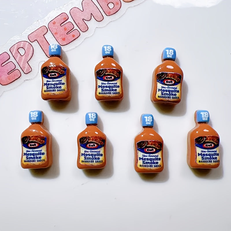 7pcs Mini Sauce & Condiment Resin Models for Dollhouse Decor DIY Accessories