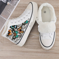 Girls High Top Butterfly Pattern Skate Shoes Non Slip Sneakers
