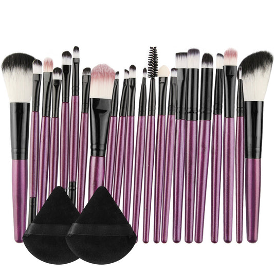 Professional Makeup Brushes Set with Triangle Puffs - 22pcs