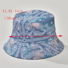 Paisley Print Bucket Hat Letter Graffiti Print Basin Hat Casual Sunscreen Fisher