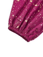  Golden Star Print Off Shoulder Mini Dress
