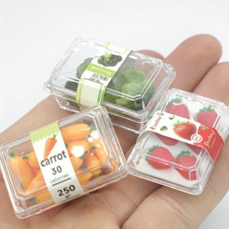 1:6 Dollhouse Veg & Fruit in Boxes Realistic Play Food for Blythe BJD