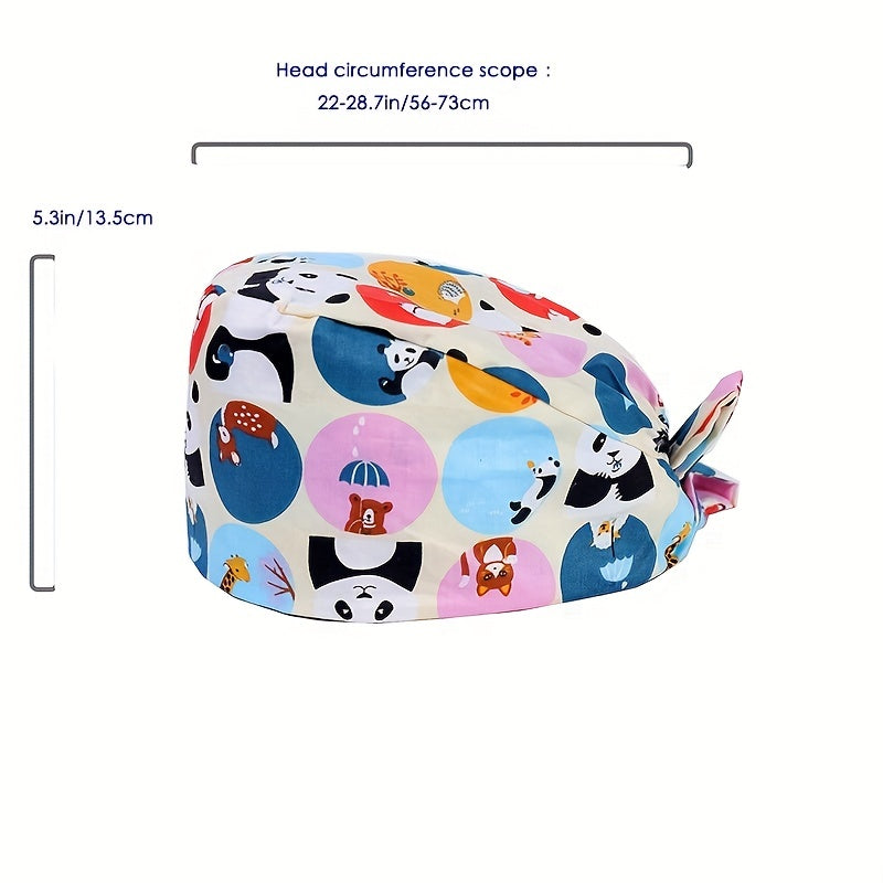 Cartoon Print Work Hats Adjustable Working Cap With Sweatband