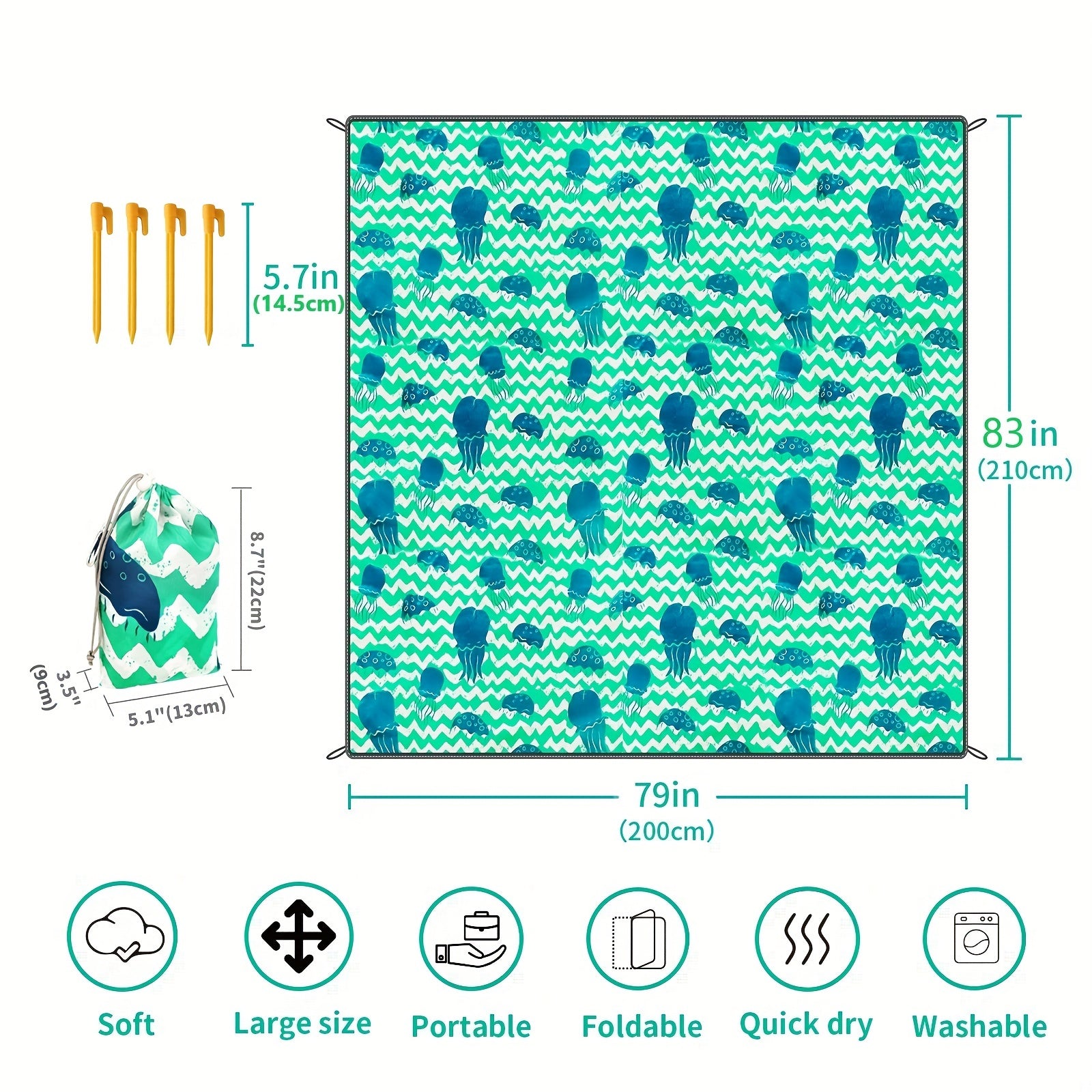 Sandproof Waterproof Pocket Blanket Lightweight Beach Mat