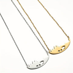 Hollowed Out Three Bear Necklace Stainless Steel Mother Bear Jewelry