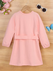 Girls' Autumn Long Sleeve Dress with Belt