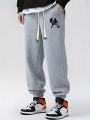 Cartoon Pattern Print Drawstring Sweatpants Loose Fit Pants Men's
