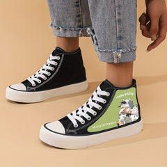 Kitty Graphic Canvas High Top Sneakers for Women
