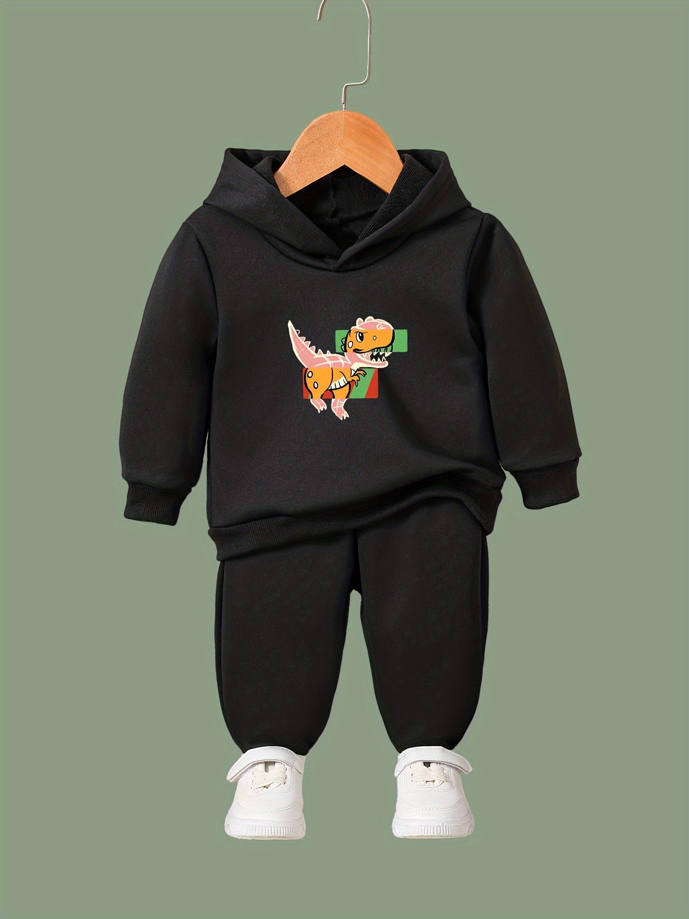 Dino Graphic 2pcs Set Girls Casual Comfy Activewear for Spring Fall