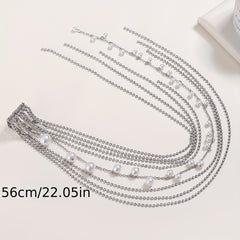 Rhinestone Tassel Hair Comb Back Head Ponytail Clip Y2K Style