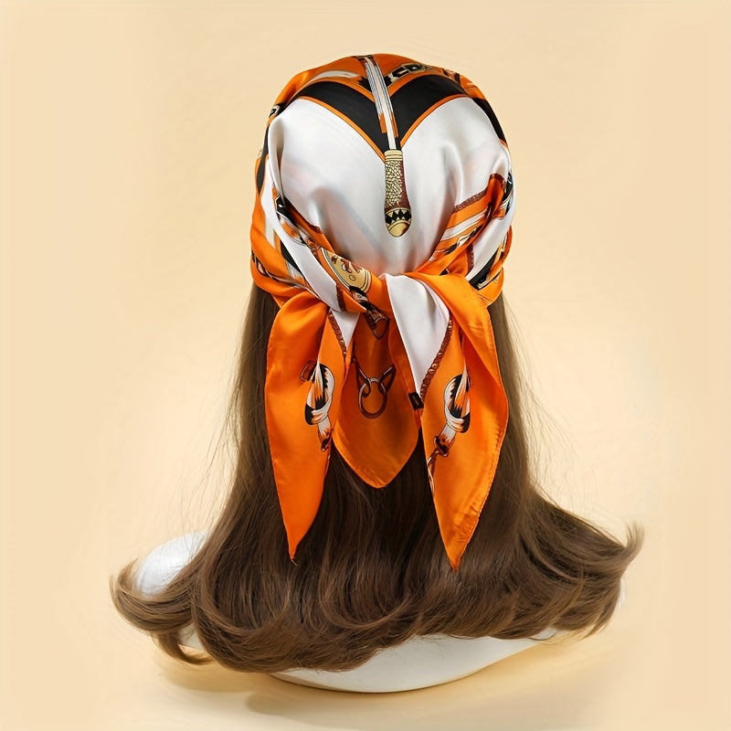 68cm Printed Square Scarf Thin Silk Feeling Satin Headscarf Hair Wrap