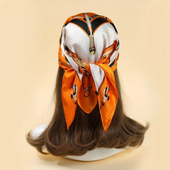 68cm Printed Square Scarf Thin Silk Feeling Satin Headscarf Hair Wrap