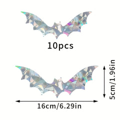 10pcs Bat Window Stickers Suncatcher Halloween Bat Glass Decal