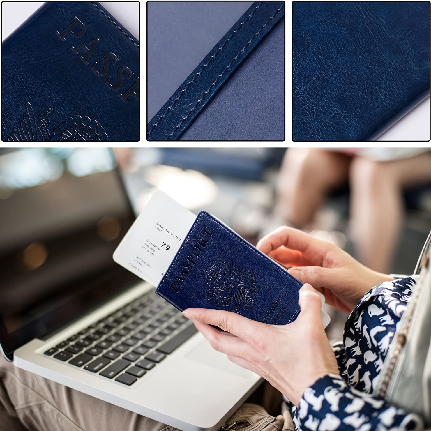 Passport Holder Travel Bag PU Leather Passport Cover Protector Waterproof