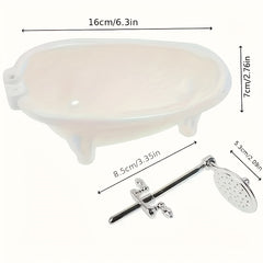 Dollhouse Mini Bathtub with Showerhead for Display and Home Decor