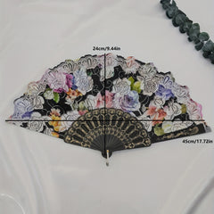 Flower Lace Fan Embroidery Fan Stage Performance Silky Fna