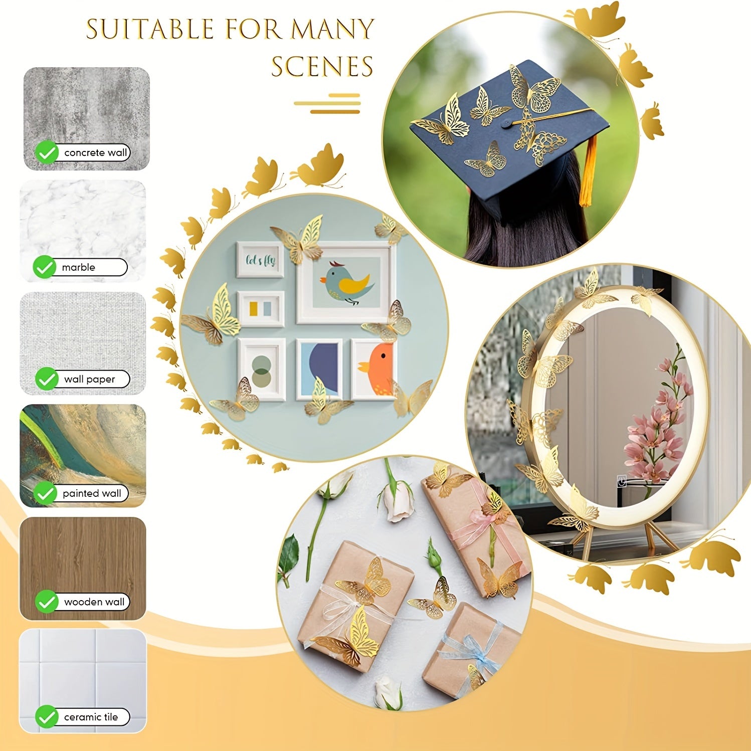 12pcs 3D Butterfly Wall Decor for Parties, Cakes & Room Makeovers