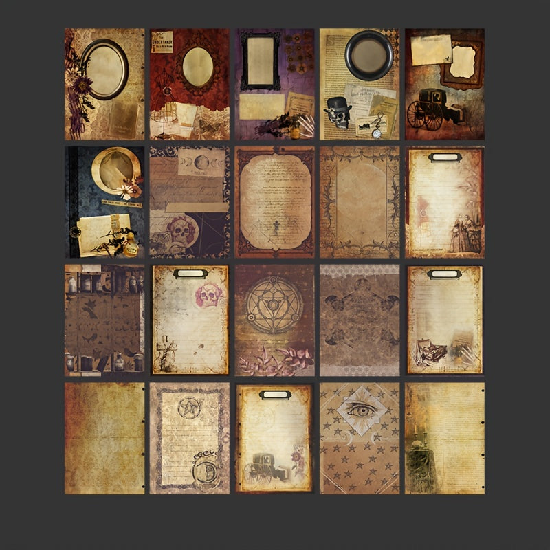 60pcs Retro Dark Series Journal Diary Material DIY Decoration Paper