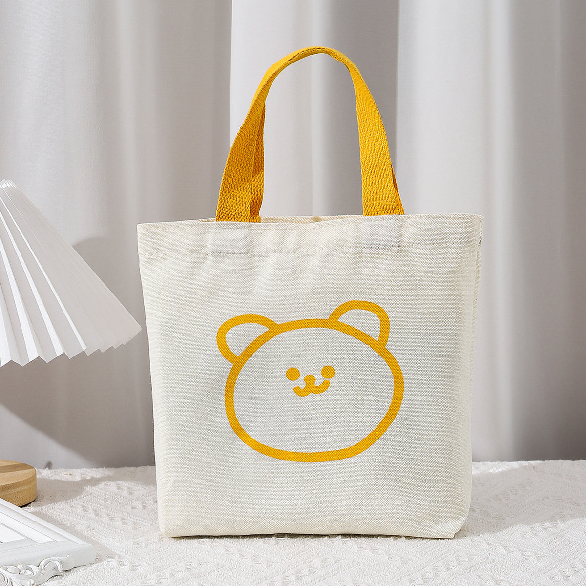 Cartoon Bear Handbag Lunch Box Bag Handle Canvas Bag