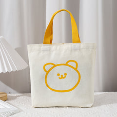 Cartoon Bear Handbag Lunch Box Bag Handle Canvas Bag