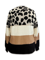  Colorblock Cow Print Long Sleeve Cardigan