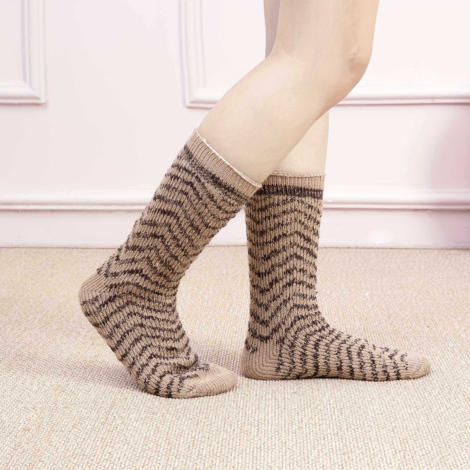 Stripe Print Socks Soft Mid Tube Socks Women's Stockings