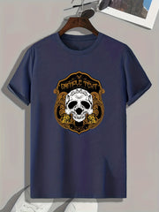 Skull Pattern Print Men's Sports T-shirt - Summer Outdoor Apparel