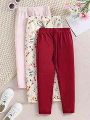 4pcs Girl's Comfort Fit Legging Pants Set
