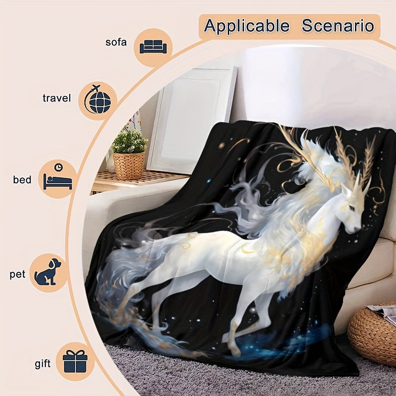 Soft Flannel Printed Blanket for Home Sofa Bed Office Nap Travel