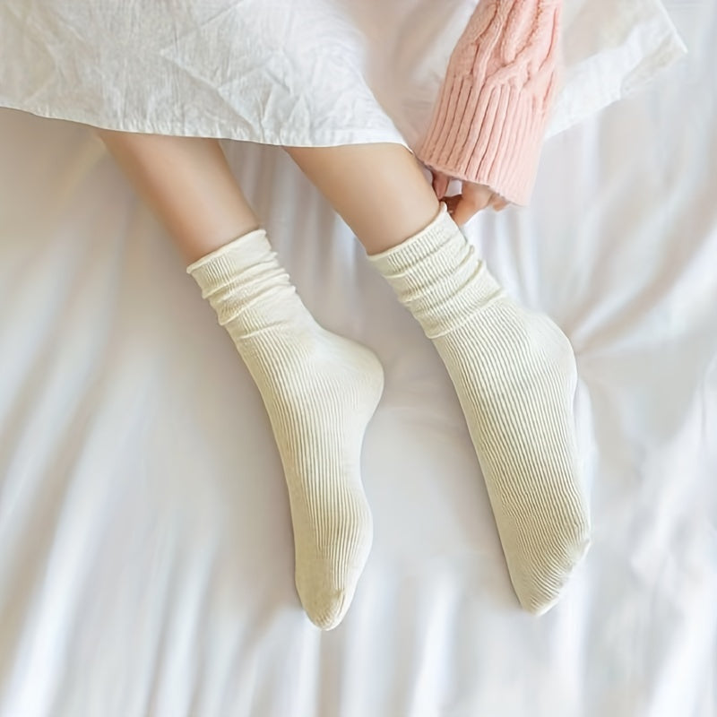 10 Pairs Mid Tube Solid Socks Women's Stockings