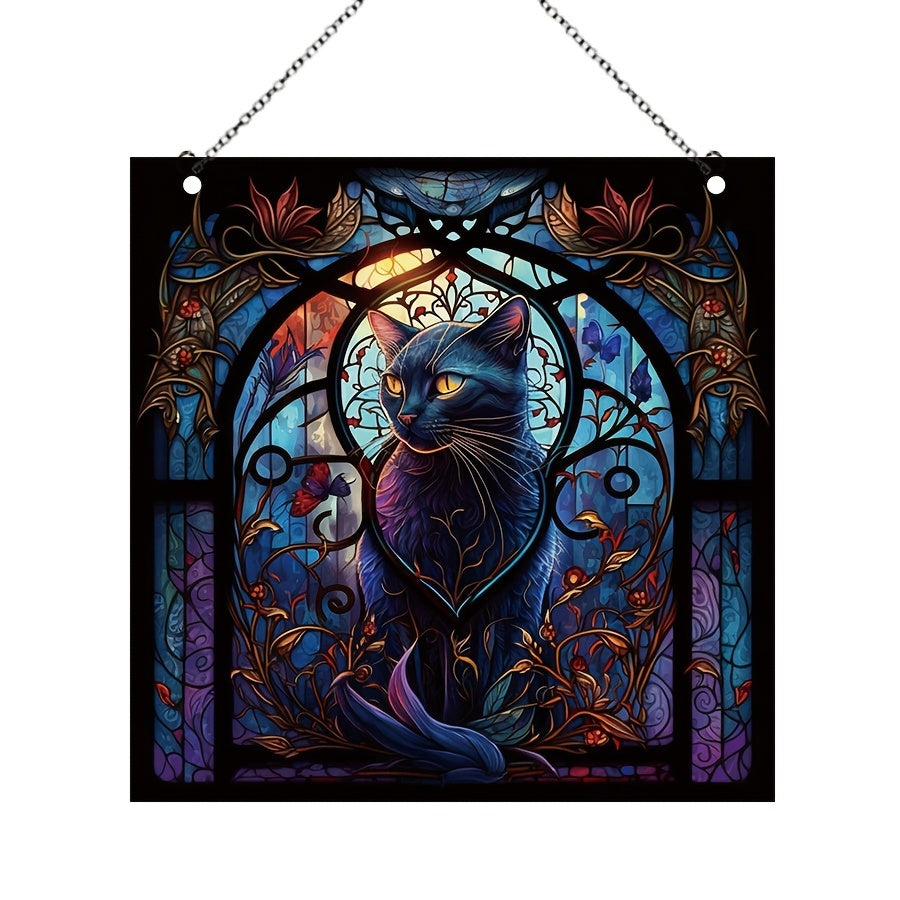 Halloween Cat Acrylic Window Hanging Decoration
