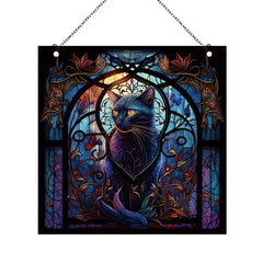Halloween Cat Acrylic Window Hanging Decoration