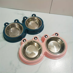 Stainless Steel Double Bowl for Pet Cats and Small Dogs