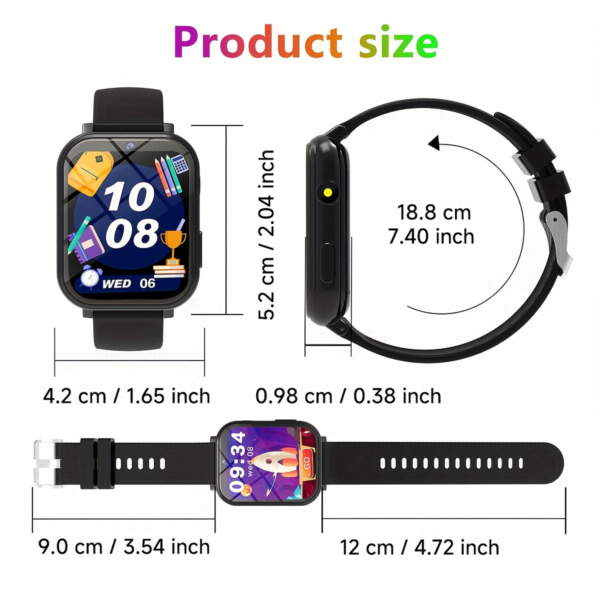 Kids Game Smartwatch for Teens Step Counter Front Camera Flashlight