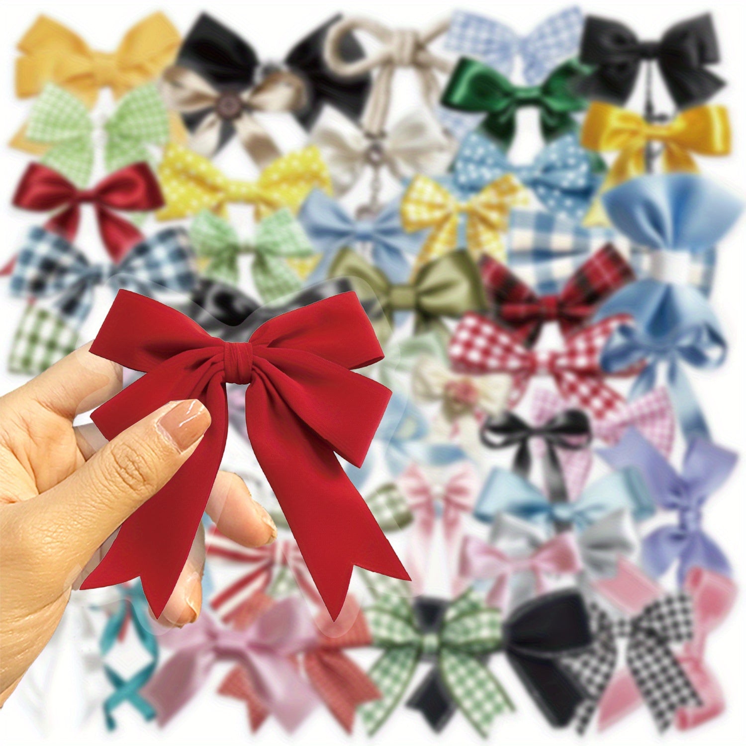 50pcs Transparent Bow Stickers Water Reusable PET Assorted Colors DIY Journal