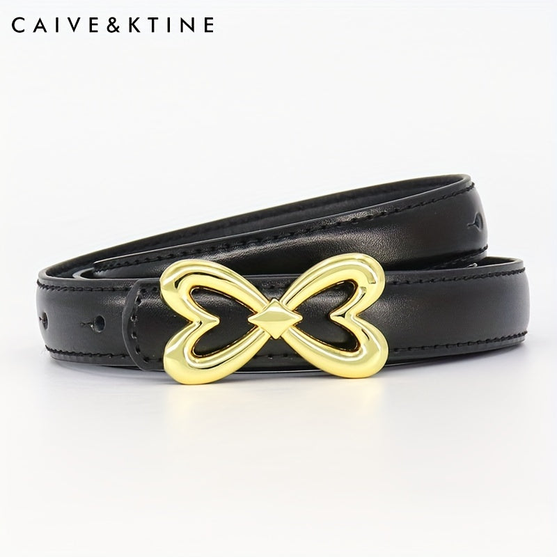 Heart Butterfly Buckle Thin Belt Leather Solid Jeans Pants Belt