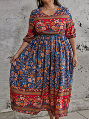  Ethnic Style Floral Print Maxi Dress