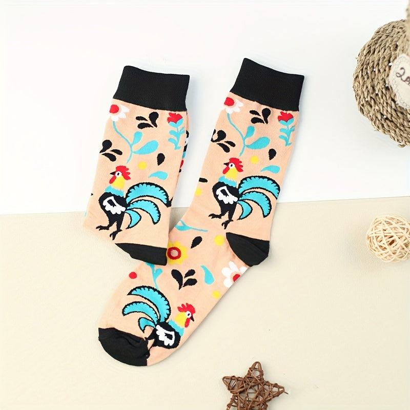 Rooster Print Socks Comfy Mid Tube Women's Stockings