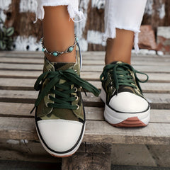 Women's Platform Canvas Shoes Casual Lace Up Outdoor Shoes